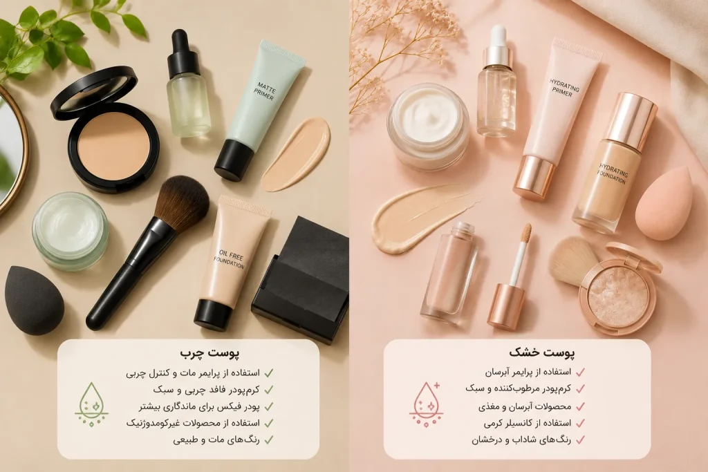 آرایش مناسب پوست چرب و خشک